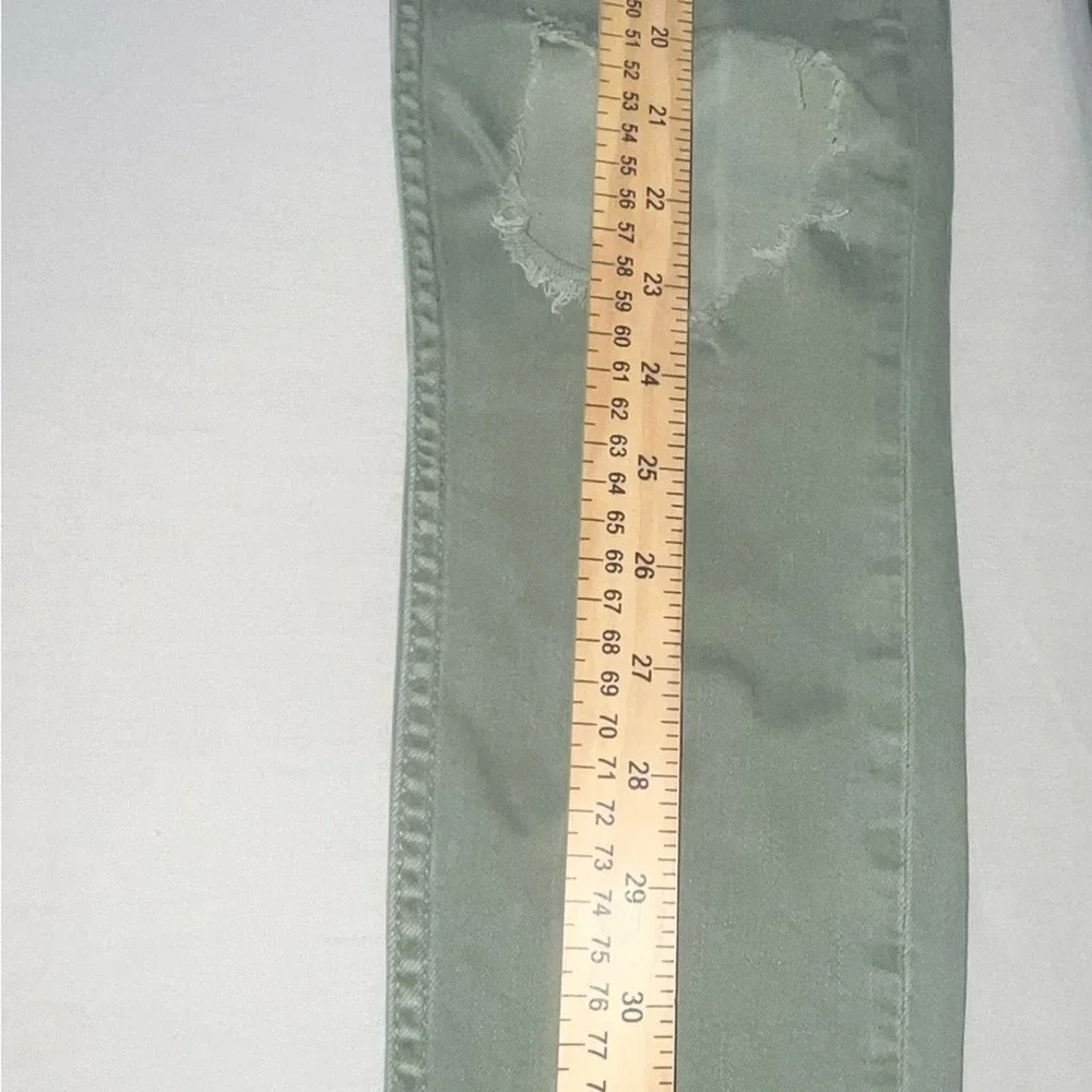 Free People High Rise Busted Knee Skinny Jeans Sage Size W28 - Picture 6 of 10